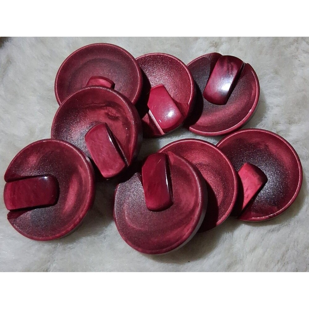 VTG Streamline Maroon Marbled Art Deco Plastic Buttons 13/16" lot 8